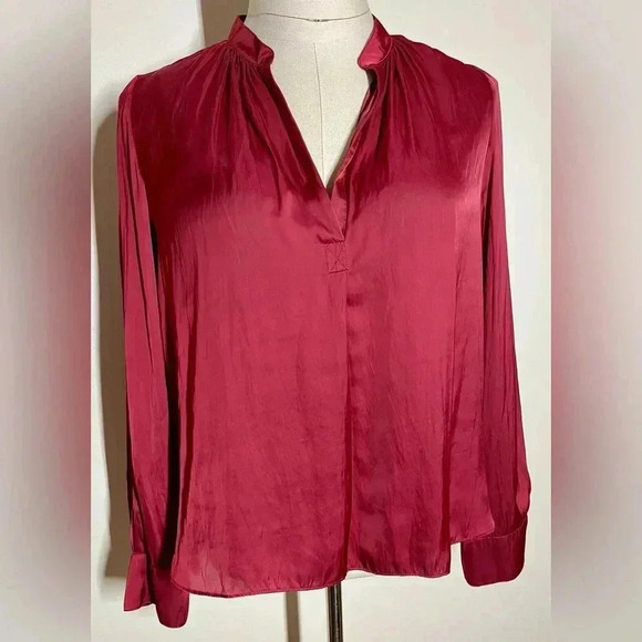 Zadig & Voltaire | Satin V-Neck Blouse | Wine | Women’s L - Picture 2 of 5